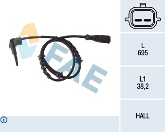 ABS-givare, Sensor, hjulvarvtal, Framaxel Fae 78119 FAE