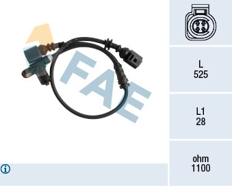 ABS-givare, Sensor, hjulvarvtal, Framaxel, framaxel vänster Fae 7 FAE