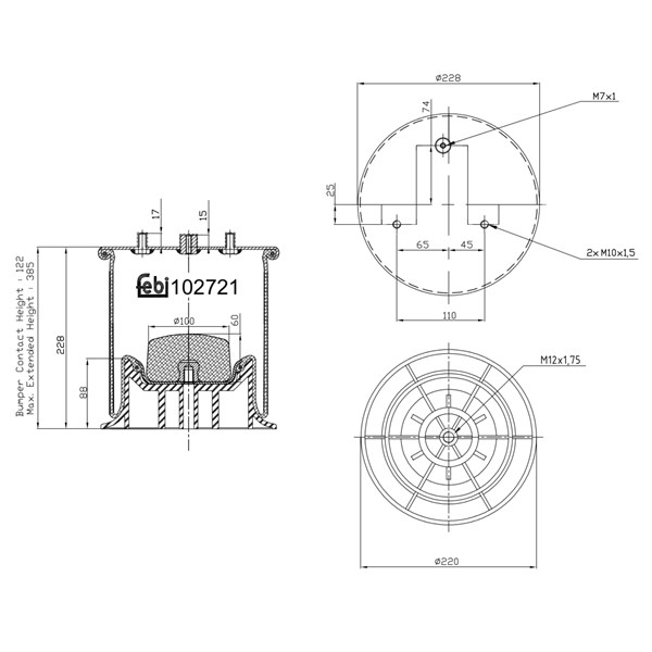 Bälgar, luftfjädring, Bakaxel vänster Febi bilstein 102721 FEBI BILSTEIN