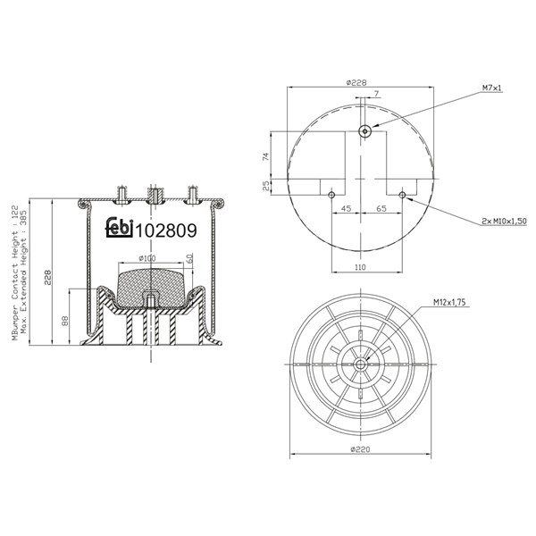 Bälgar, luftfjädring, Bakaxel höger Febi bilstein 102809 FEBI BILSTEIN