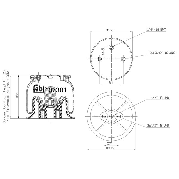 Bälgar, luftfjädring, Bakaxel Febi bilstein 107301 FEBI BILSTEIN