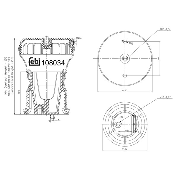 Bälgar, luftfjädring, Bakaxel Febi bilstein 108034 FEBI BILSTEIN