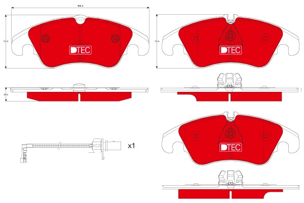 Bromsbeläggsats, Framaxel Trw Dtec cotec GDB1916DTE TRW