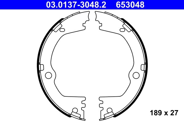Bromsbackar, sats, parkeringsbroms, Bakaxel Ate 03.0137-3048.2 ATE