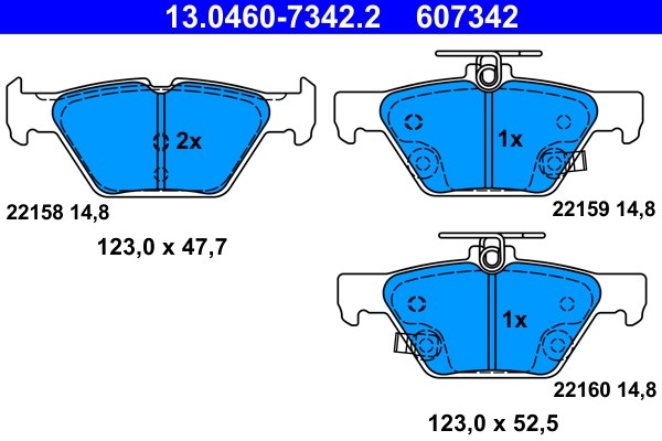 Bromsbeläggsats, Bakaxel Ate 13.0460-7342.2 ATE