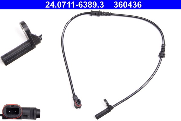 ABS-givare, Sensor, hjulvarvtal, Framaxel Ate 24.0711-6389.3 ATE
