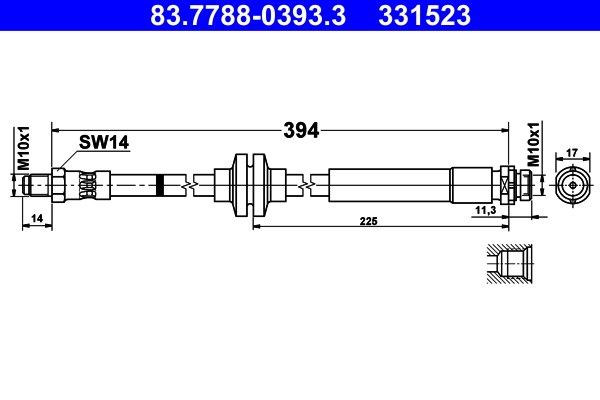 Bromsslang, Bakaxel, Bak, Ytter Ate 83.7788-0393.3 ATE