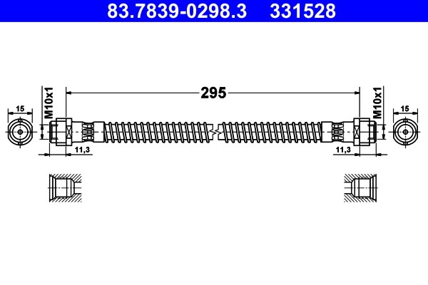 Bromsslang, Bakaxel, Framaxel Ate 83.7839-0298.3 ATE
