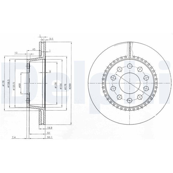 Bromsskiva Ventilerad, Bakaxel Delphi BG3029 DELPHI