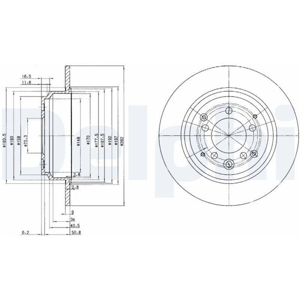 Bromsskiva Solid, Bakaxel Delphi BG3060 DELPHI