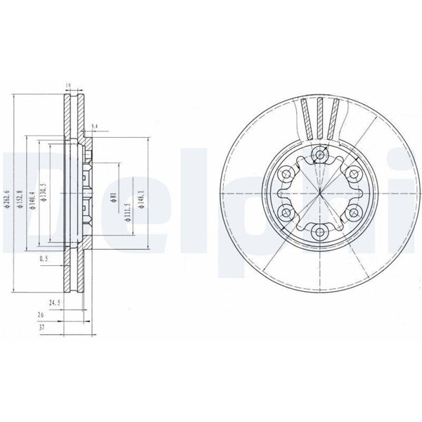 Bromsskiva Ventilerad, Framaxel Delphi BG3132 DELPHI Bromsskiva Ventilerad, Framaxel Delphi BG3132 DELPHI