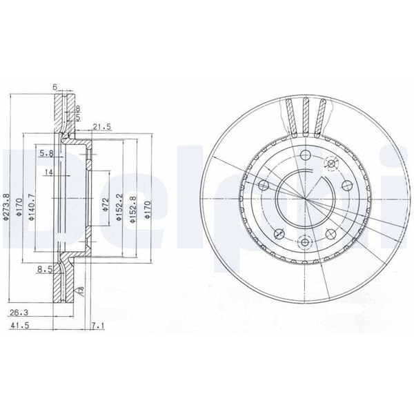Bromsskiva Ventilerad, Framaxel Delphi BG4015 DELPHI Bromsskiva Ventilerad, Framaxel Delphi BG4015 DELPHI