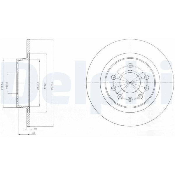 Bromsskiva Solid, Bakaxel Delphi BG4300 DELPHI