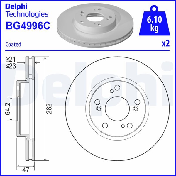 Bromsskiva Ventilerad, Framaxel Delphi BG4996C DELPHI Bromsskiva Ventilerad, Framaxel Delphi BG4996C DELPHI