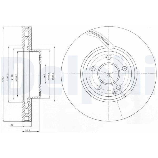 Bromsskiva Ventilerad, Framaxel Delphi BG9075C DELPHI Bromsskiva Ventilerad, Framaxel Delphi BG9075C DELPHI