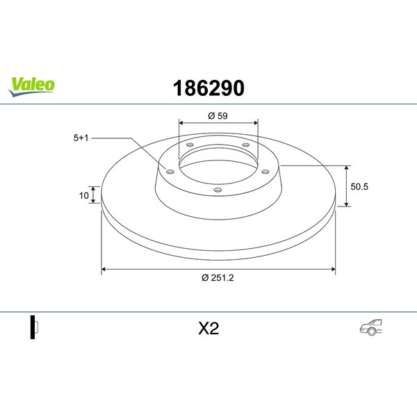 Bromsskiva Solid, Bakaxel Valeo 186290 VALEO Bromsskiva Solid, Bakaxel Valeo 186290 VALEO