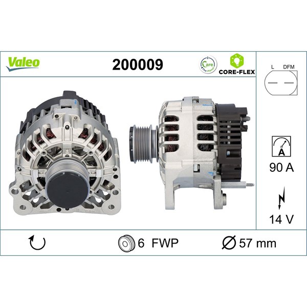 Generator 14V 90A Valeo 200009 VALEO