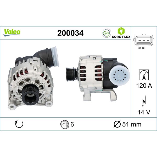 Generator 14V 120A Valeo 200034 VALEO