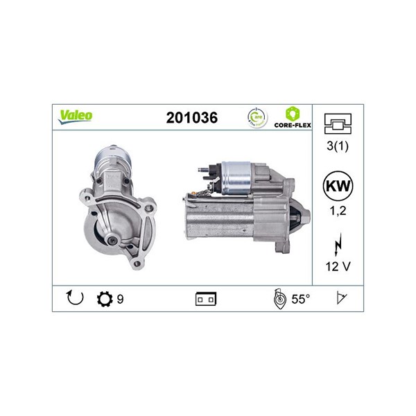 Startmotor 12V Valeo Valeo core-flex 201036 VALEO