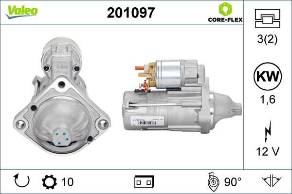 Startmotor 12V Valeo Valeo core-flex 201097 VALEO
