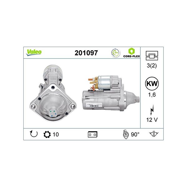 Startmotor 12V Valeo Valeo core-flex 201097 VALEO