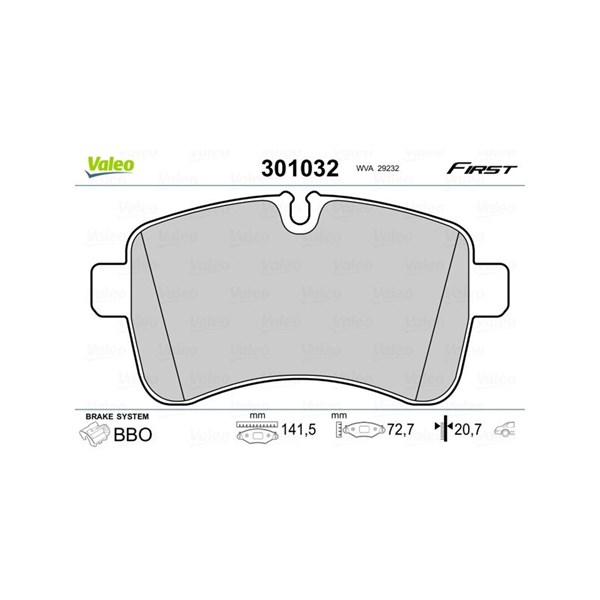 Bromsbeläggsats, Bakaxel Valeo 301032 VALEO