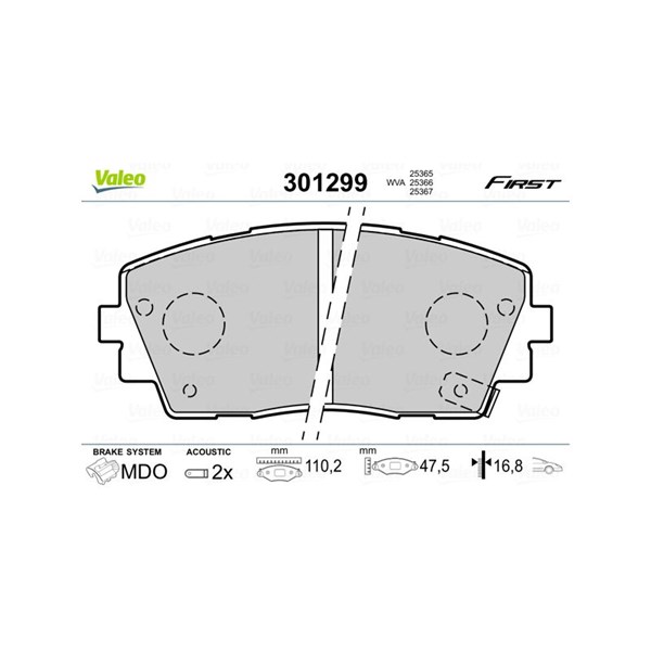 Bromsbeläggsats, Framaxel Valeo 301299 VALEO