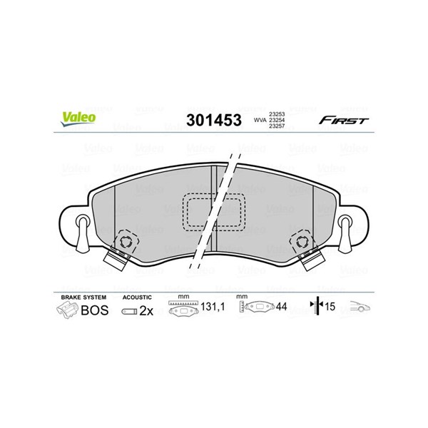 Bromsbeläggsats, Framaxel Valeo 301453 VALEO Bromsbeläggsats, Framaxel Valeo 301453 VALEO