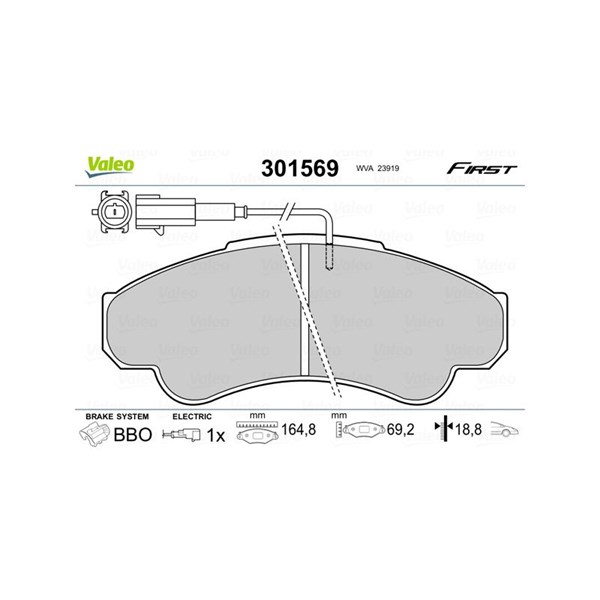 Bromsbeläggsats, Framaxel Valeo 301569 VALEO