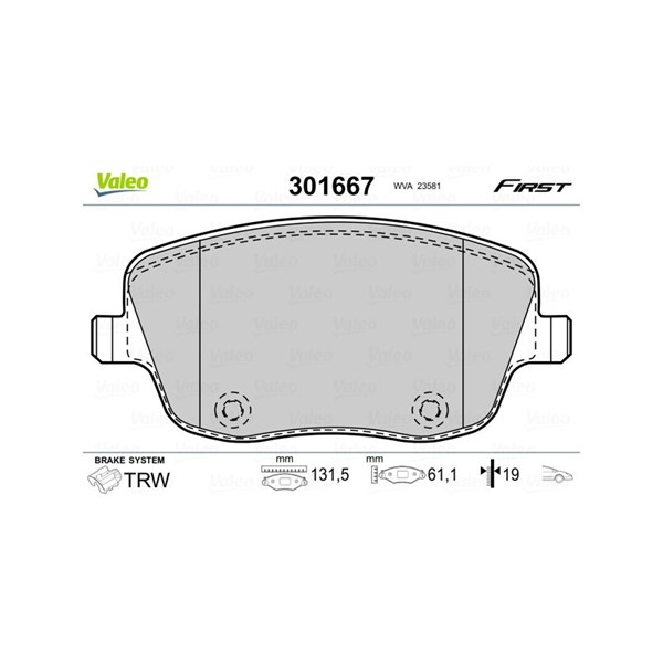 Bromsbeläggsats, Framaxel Valeo 301667 VALEO