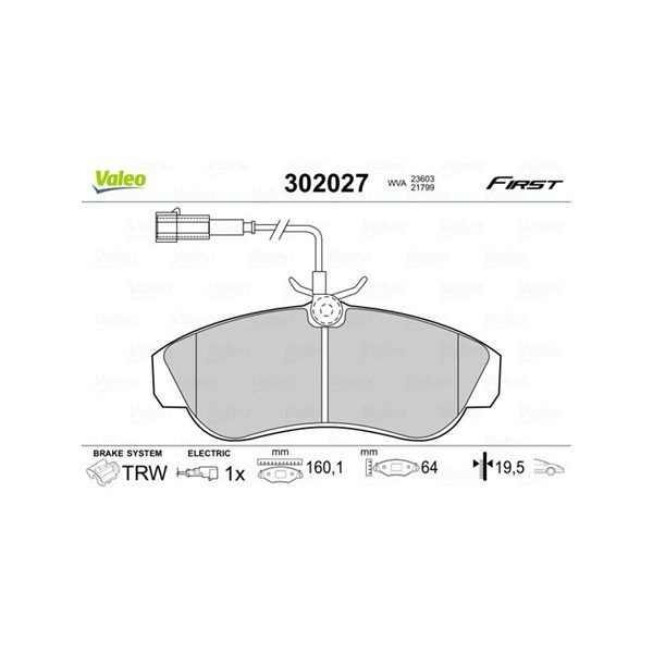 Bromsbeläggsats, Framaxel Valeo 302027 VALEO