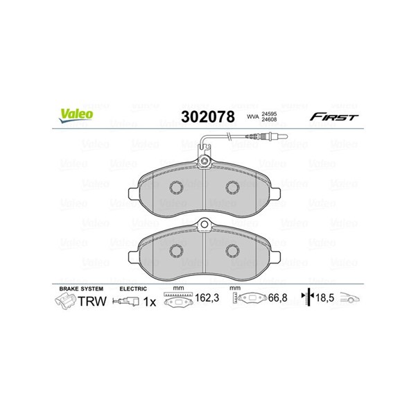 Bromsbeläggsats, Framaxel, Bakaxel Valeo 302078 VALEO