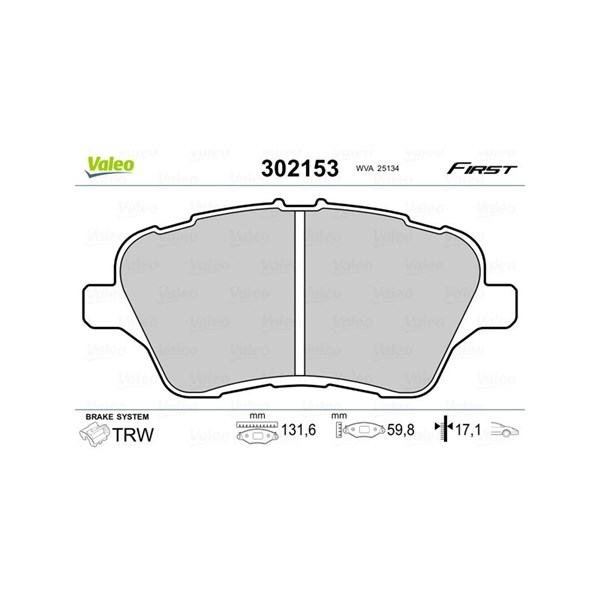 Bromsbeläggsats, Framaxel Valeo 302153 VALEO