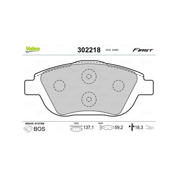 Bromsbeläggsats, Framaxel Valeo 302218 VALEO