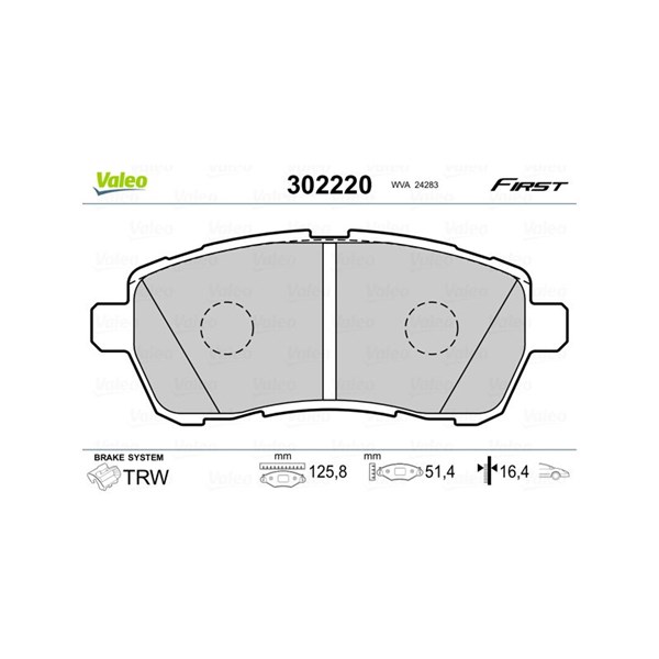 Bromsbeläggsats, Framaxel Valeo 302220 VALEO