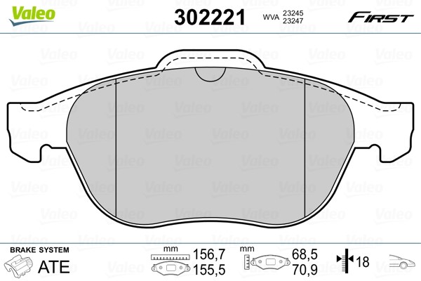 Bromsbeläggsats, Framaxel Valeo 302221 VALEO