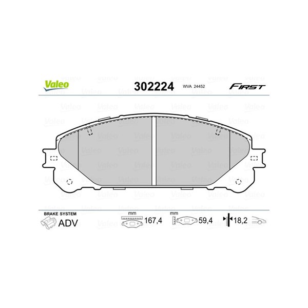 Bromsbeläggsats, Framaxel Valeo 302224 VALEO