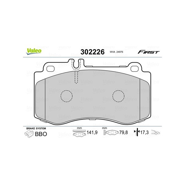 Bromsbeläggsats, Framaxel Valeo 302226 VALEO