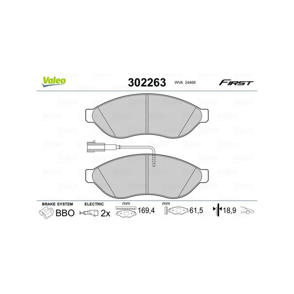 Bromsbeläggsats, Framaxel Valeo 302263 VALEO