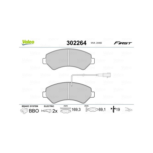 Bromsbeläggsats, Framaxel Valeo 302264 VALEO