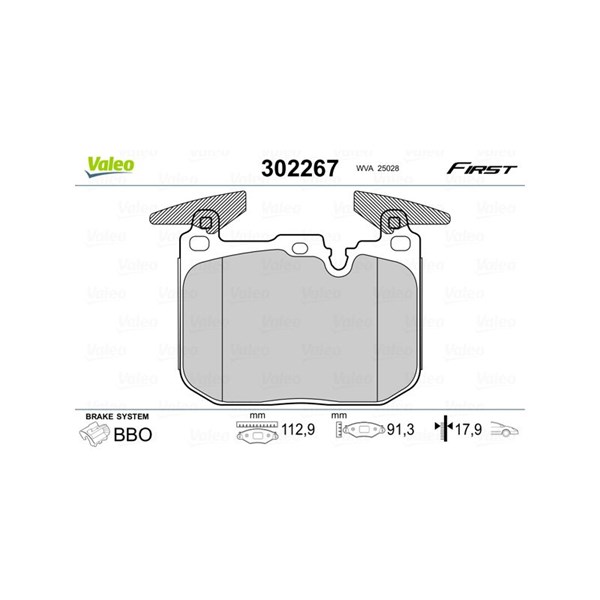 Bromsbeläggsats, Framaxel Valeo 302267 VALEO
