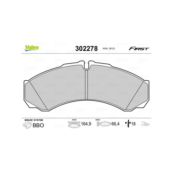 Bromsbeläggsats, Framaxel, Bakaxel Valeo 302278 VALEO
