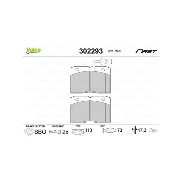 Bromsbeläggsats, Framaxel Valeo 302293 VALEO