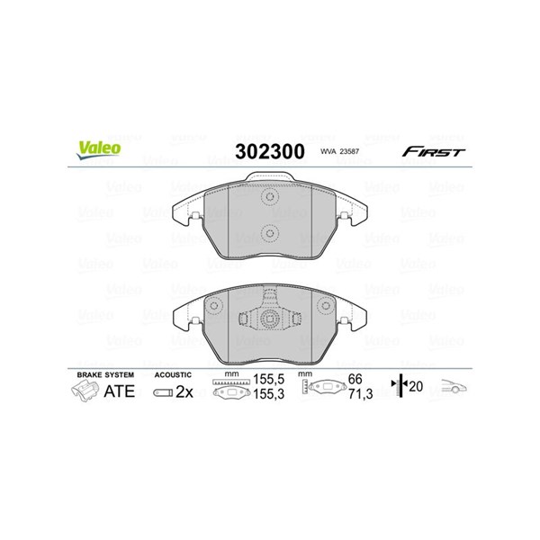 Bromsbeläggsats, Framaxel Valeo 302300 VALEO