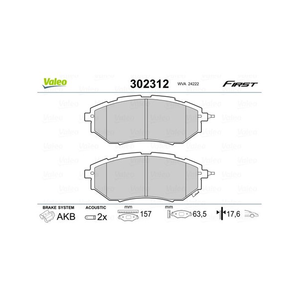 Bromsbeläggsats, Framaxel Valeo 302312 VALEO