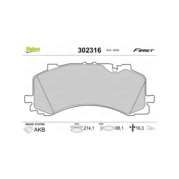 Bromsbeläggsats, Framaxel Valeo 302316 VALEO