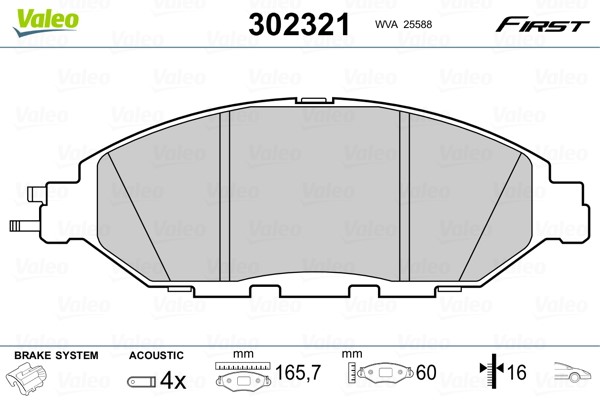 Bromsbeläggsats, Framaxel Valeo 302321 VALEO