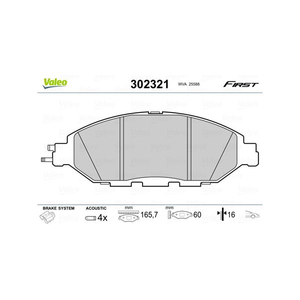 Bromsbeläggsats, Framaxel Valeo 302321 VALEO