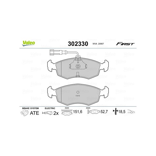 Bromsbeläggsats, Framaxel, Bakaxel Valeo 302330 VALEO Bromsbeläggsats, Framaxel, Bakaxel Valeo 302330 VALEO