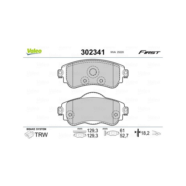 Bromsbeläggsats, Framaxel Valeo 302341 VALEO Bromsbeläggsats, Framaxel Valeo 302341 VALEO